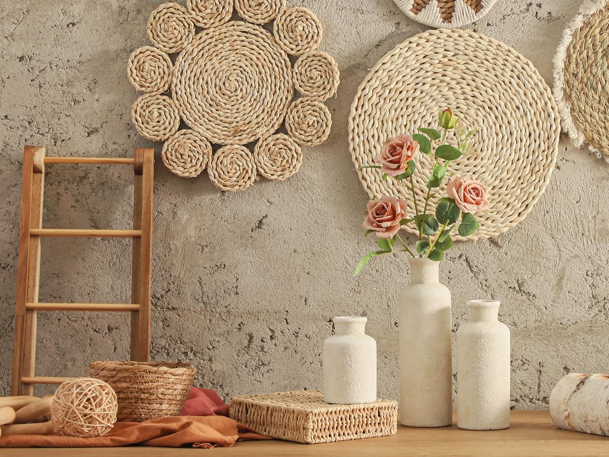 vicase Ceramic Vases Set of 3 – Whitewashed Neutral, Farmhouse Decor
