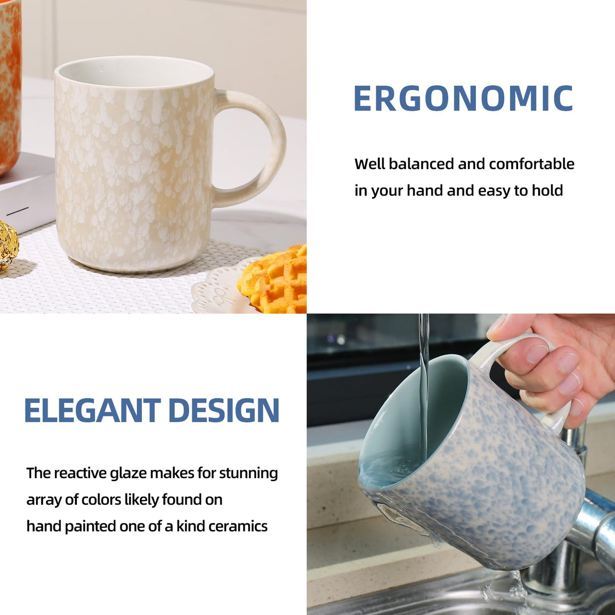 vicase 17oz Ceramic Coffee Mugs – Set of 4