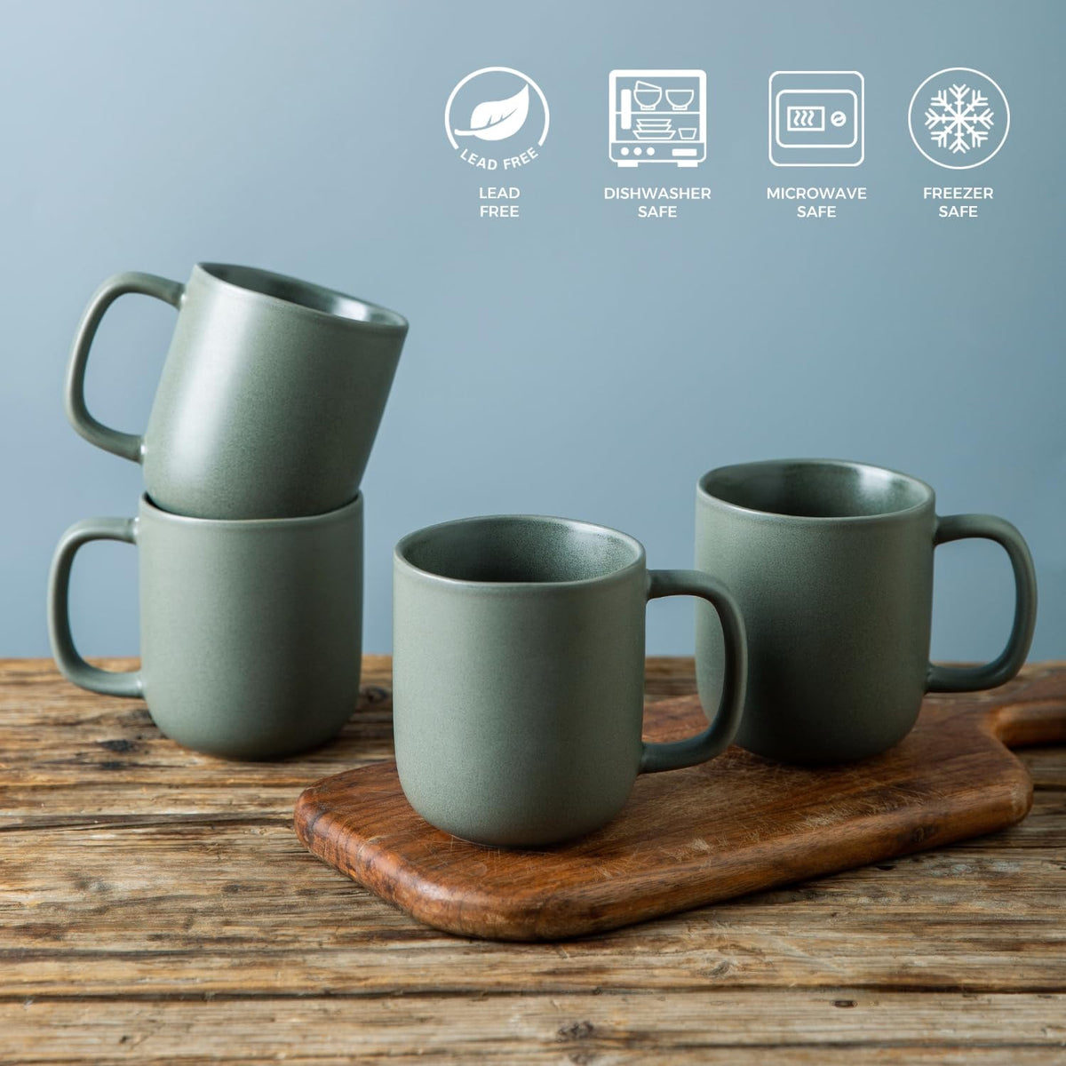 vicase 14oz Ceramic Coffee Mugs – Set of 6, Reactive Glaze