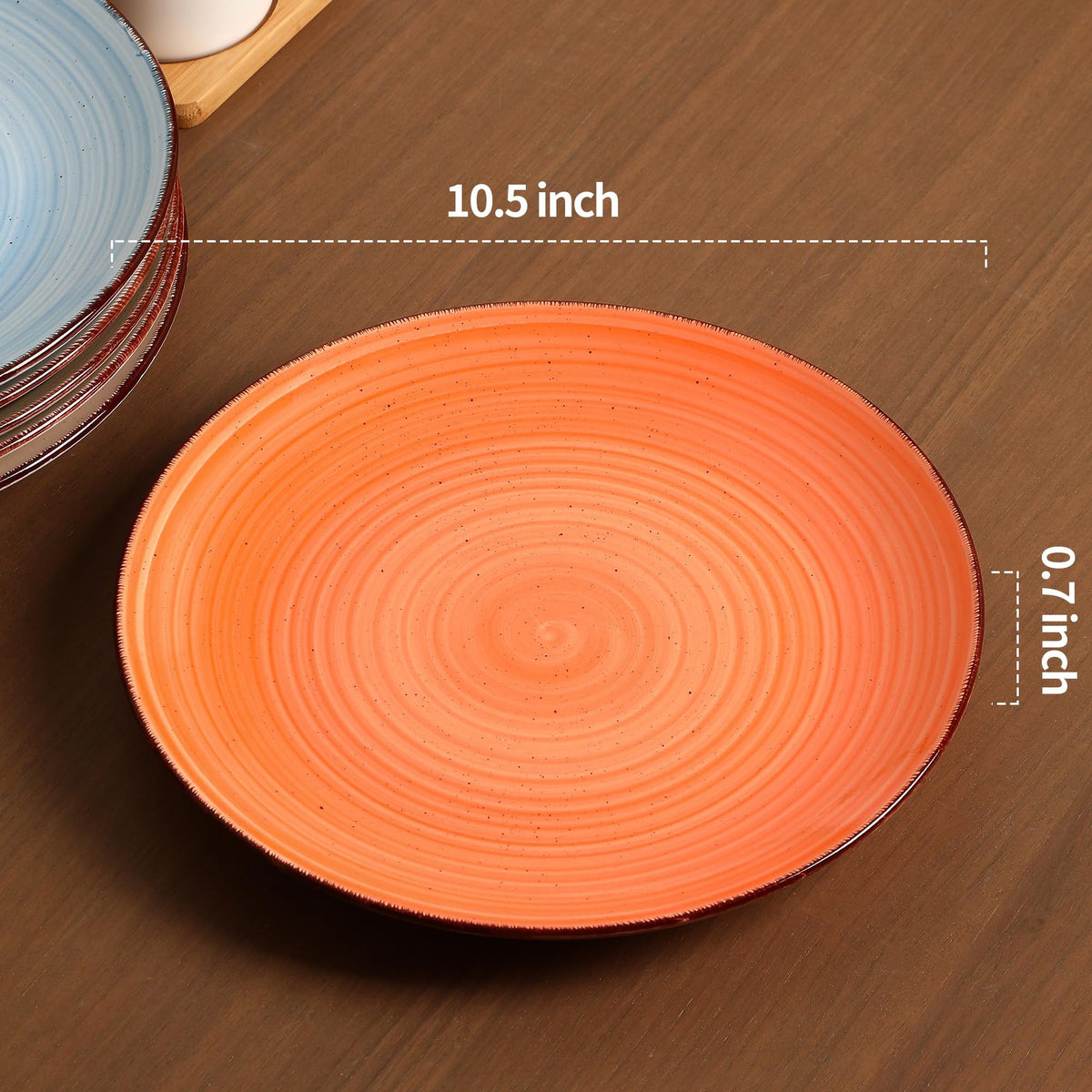 vicase Ceramic Dinner Plates – Set of 6, 10.5 Inch, Blue