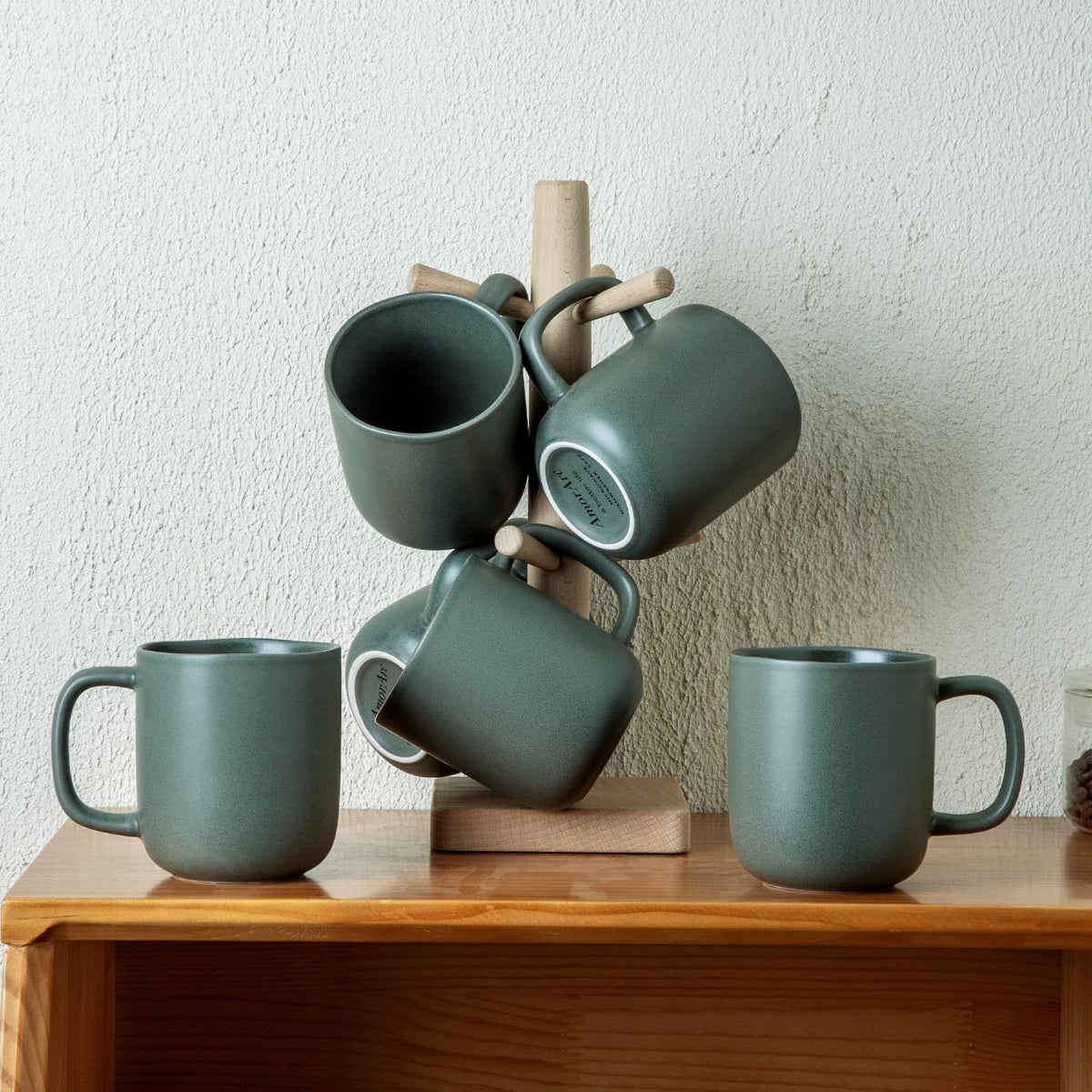 vicase 14oz Ceramic Coffee Mugs – Set of 6, Reactive Glaze