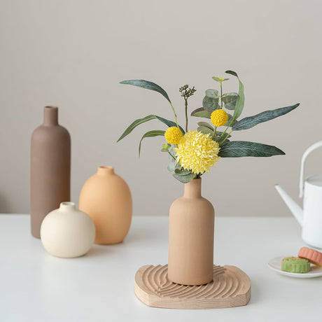 vicase Modern Ceramic Vase Set of 4 – Neutral Colors, Coffee Mix