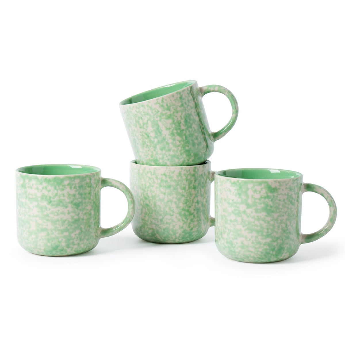 vicase 12oz Ceramic Coffee Mugs – Set of 4, Green