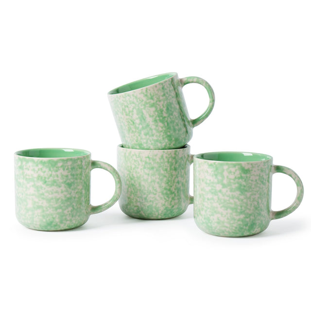 vicase 12oz Ceramic Coffee Mugs – Set of 4, Green