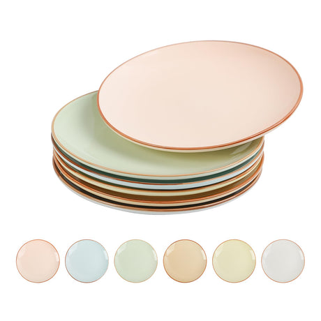 vicase Colorful Ceramic Dessert Plates – Set of 6, 8 Inch, Assorted Colors