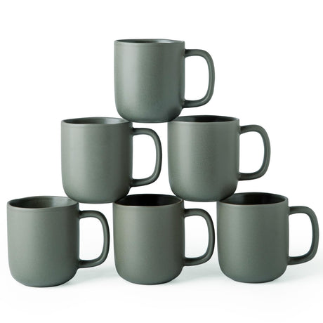 vicase 14oz Ceramic Coffee Mugs – Set of 6, Reactive Glaze