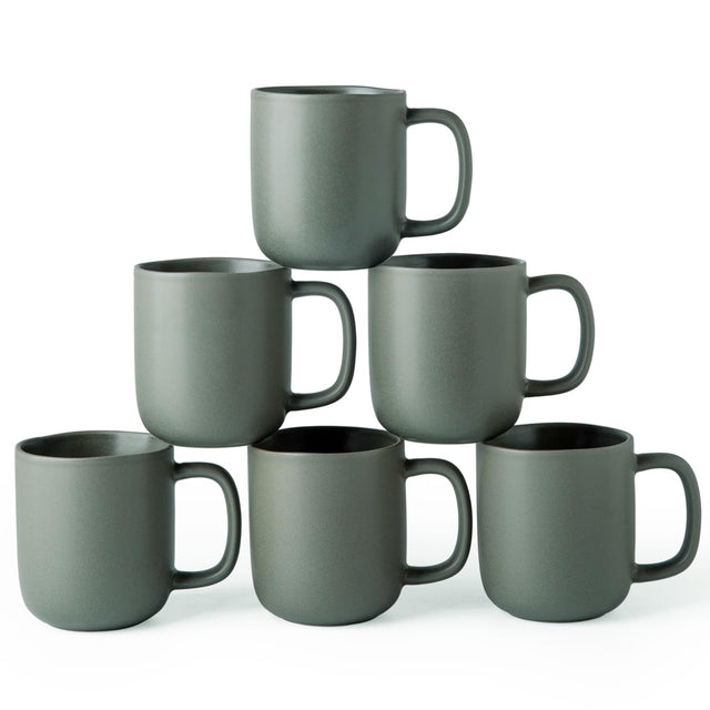 vicase 14oz Ceramic Coffee Mugs – Set of 6, Reactive Glaze