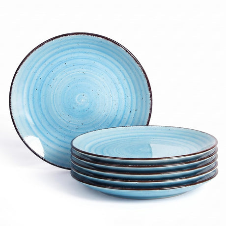 vicase Ceramic Dinner Plates – Set of 6, 10.5 Inch, Blue