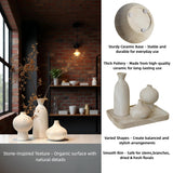 vicase Ceramic Vase Set of 3 – White & Beige, Stone-Look Texture