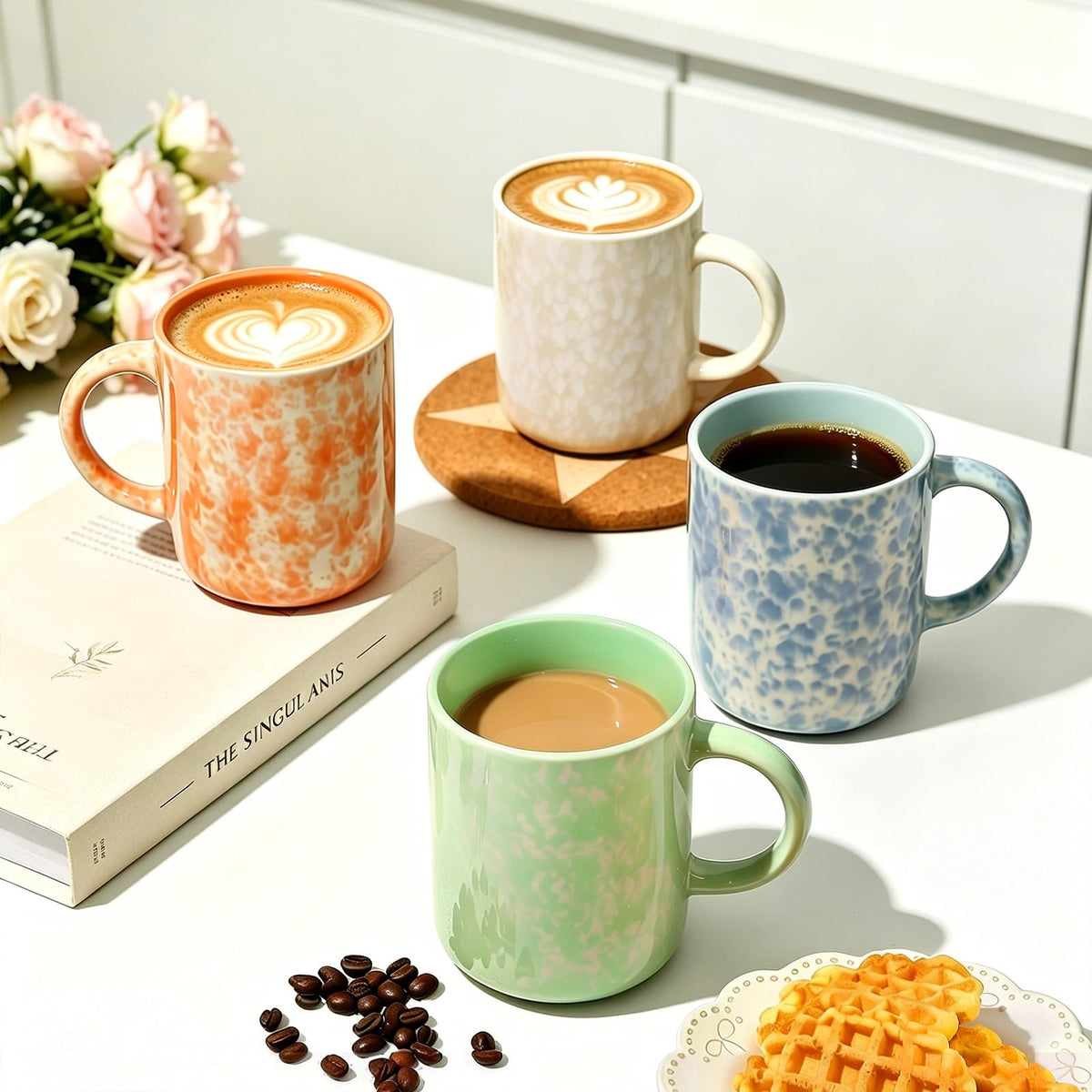 vicase 17oz Ceramic Coffee Mugs – Set of 4
