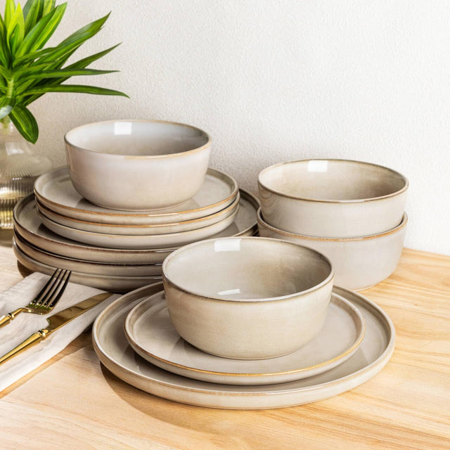 vicase Stoneware Dinnerware Set – Reactive Glaze, Service for 8
