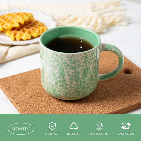 vicase 12oz Ceramic Coffee Mugs – Set of 4, Green