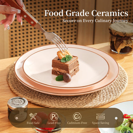 vicase Colorful Ceramic Dessert Plates – Set of 6, 8 Inch, Assorted Colors