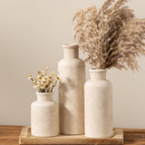 vicase Ceramic Vases Set of 3 – Whitewashed Neutral, Farmhouse Decor