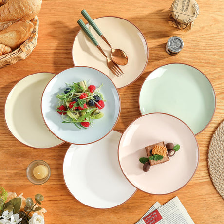 vicase Colorful Ceramic Dessert Plates – Set of 6, 8 Inch, Assorted Colors