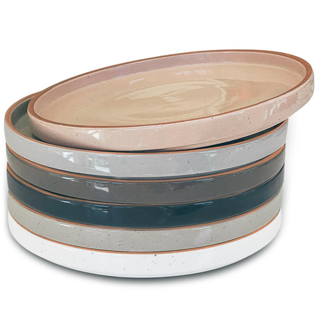 vicase Ceramic Flat Plates – Set of 6, 8 Inch, Neutral Colors