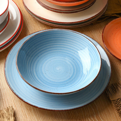 vicase Ceramic Dinner Plates – Set of 6, 10.5 Inch, Blue